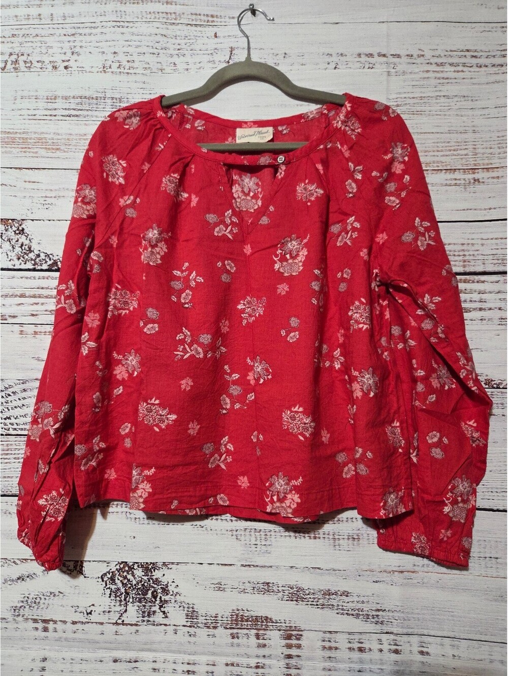 Universal Thread Small Red Floral Long Sleeve Blouse Casual
